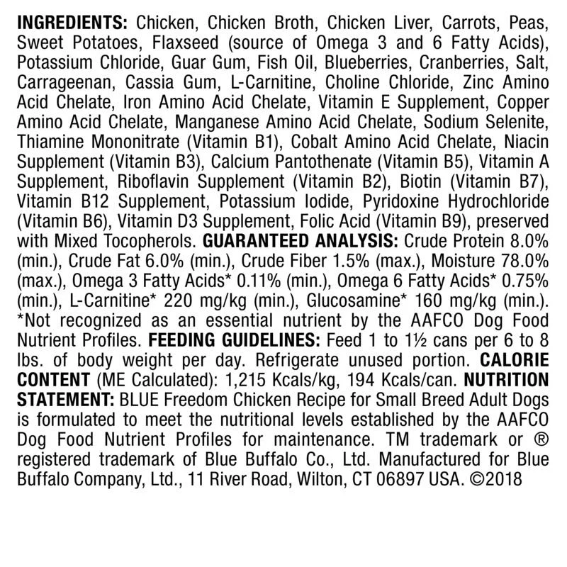 Blue Buffalo Freedom Grain Free Chicken Recipe Small Breed Adult Canned Dog Food - Image 2