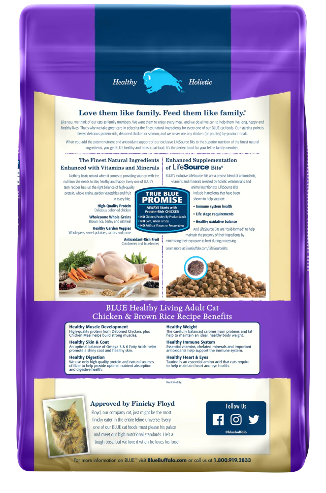 Blue Buffalo Healthy Living Adult Chicken and Brown Rice Recipe Dry Cat Food - Image 2