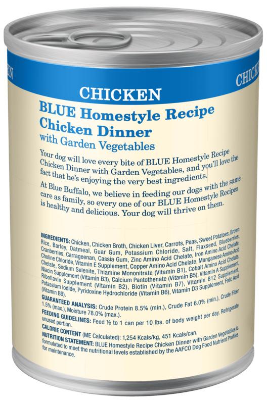 Blue Buffalo Homestyle Recipe Chicken Dinner with Garden Vegetables & Brown Rice Canned Dog Food - Image 2