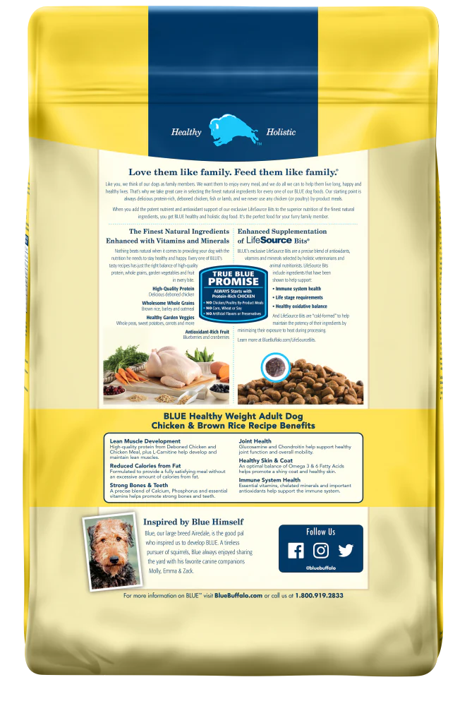 Blue Buffalo Life Protection Healthy Weight Natural Chicken & Brown Rice Recipe Adult Dry Dog Food - Image 3