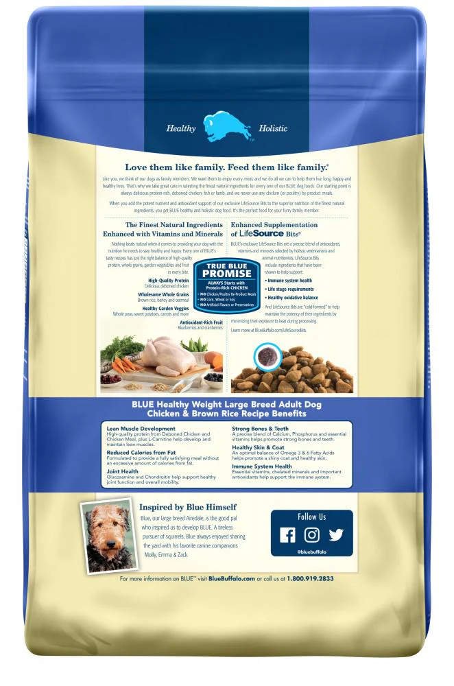 Blue Buffalo Life Protection Large Breed Natural Healthy Weight Chicken & Brown Rice Recipe Adult Dry Dog Food - Image 2