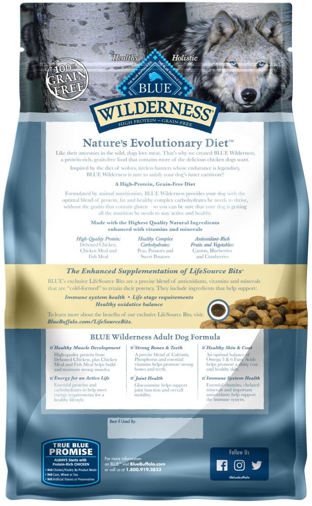 Blue Buffalo Wilderness Grain Free High Protein Chicken Recipe Adult Dry Dog Food - Image 2