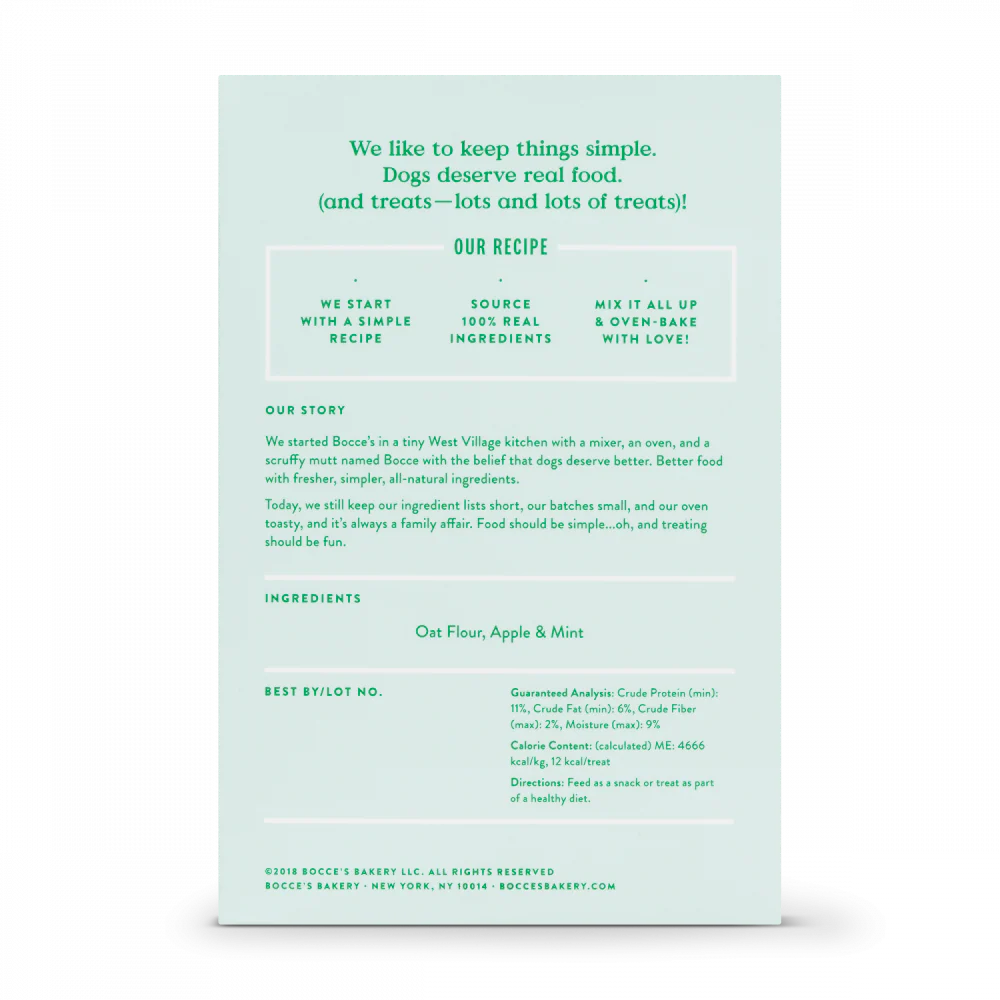 Bocce's Bakery Daily Support Apple & Mint Recipe Functional Breath Biscuit Dog Treats - Image 2