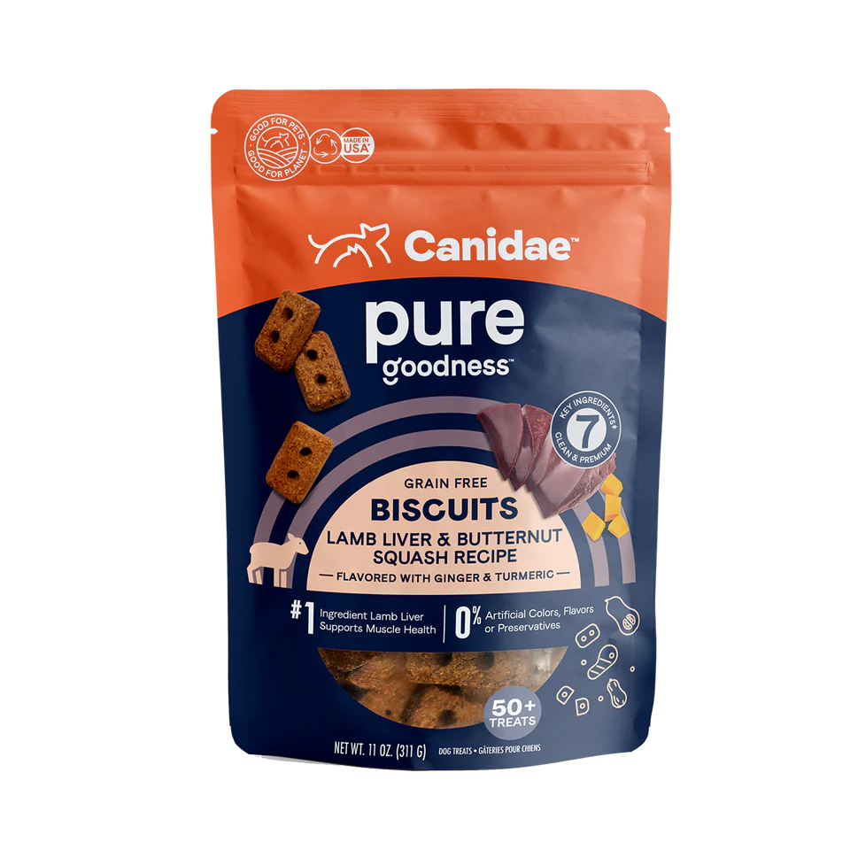 Canidae Pure Grain Free Dog Treat Biscuits - Lamb Liver & Butternut Squash