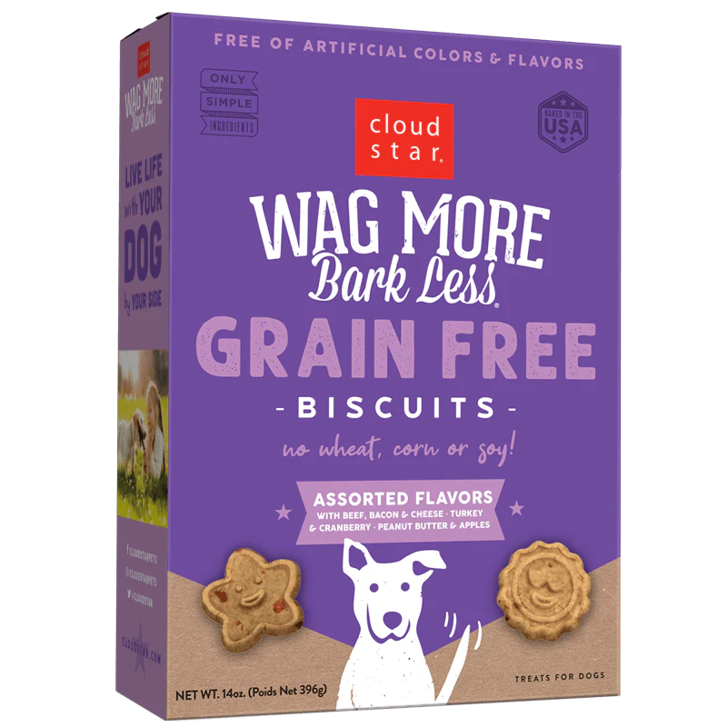 Cloud Star Wag More Bark Less Crunchy Grain Free Dog Treats, Assorted Flavors