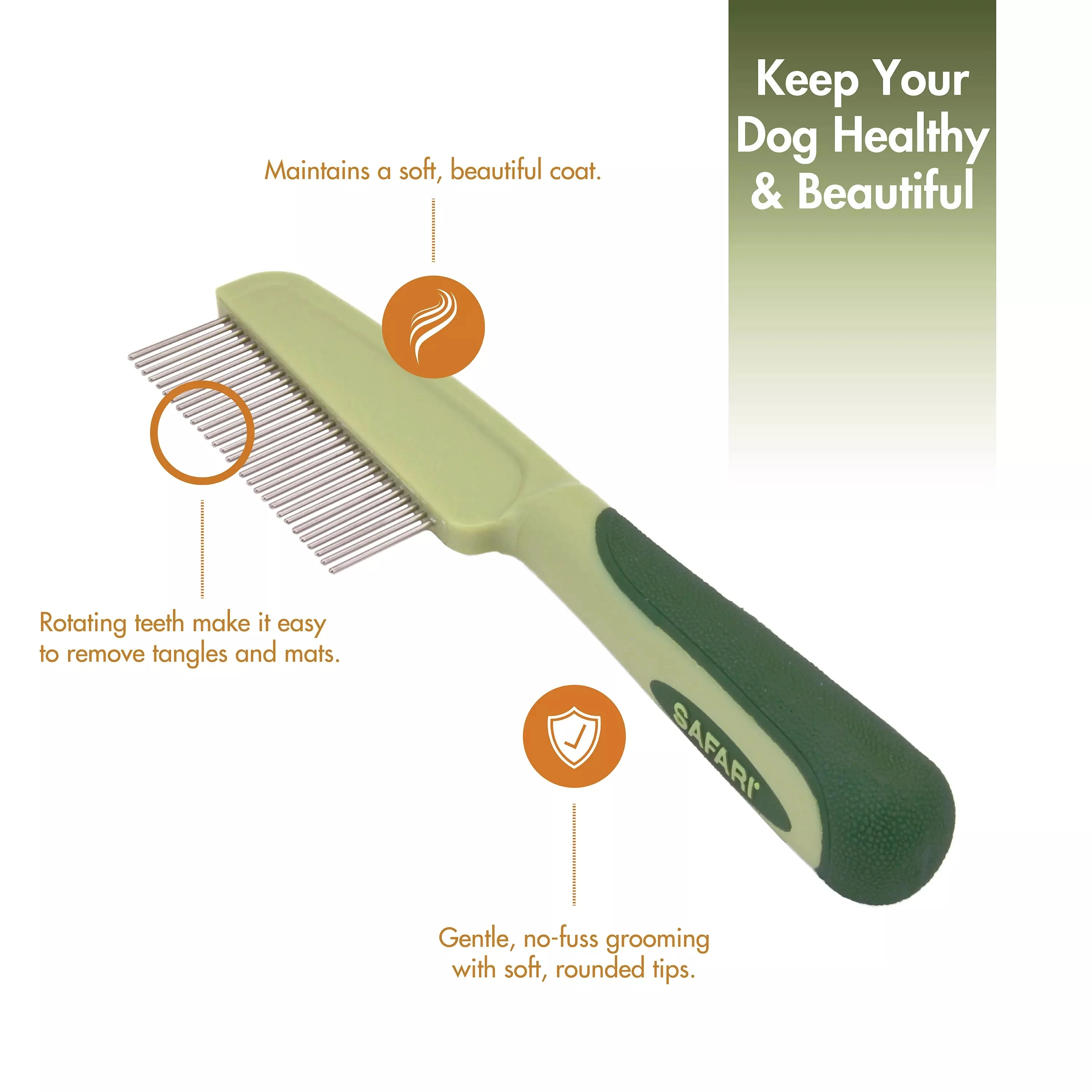 Coastal Pet Products Safari Medium Dog Comb with Rotating Teeth - Image 2