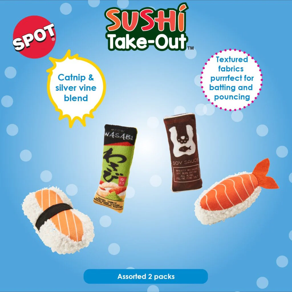 Ethical Pet SPOT Sushi Take-Out 2Pk Assorted Cat Toy - Image 2