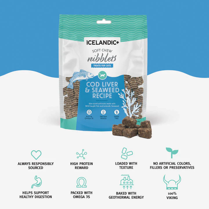 Icelandic+™ Soft Chew Nibblets Cod Liver & Seaweed Recipe Cat Treat - Image 3