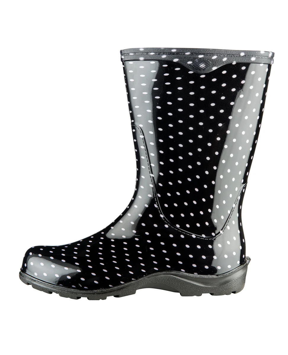 Sloggers Women's Rain & Garden Boots Black/White Polka Dot - Image 2