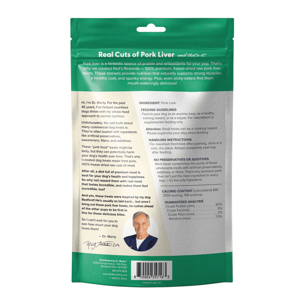 Dr. Marty Red’s Rewards Freeze-Dried Raw Pork Liver Dog Treats - Image 2