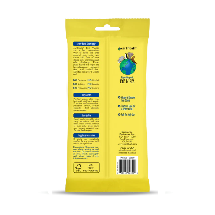 Earthbath Hypoallergenic Eye Wipes with Witch Hazel & Aloe - Image 6