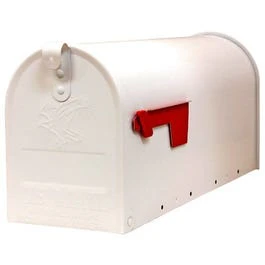 Elite Post Mailbox, White Galvanized, 8.75 x 6.75 x 19-In.