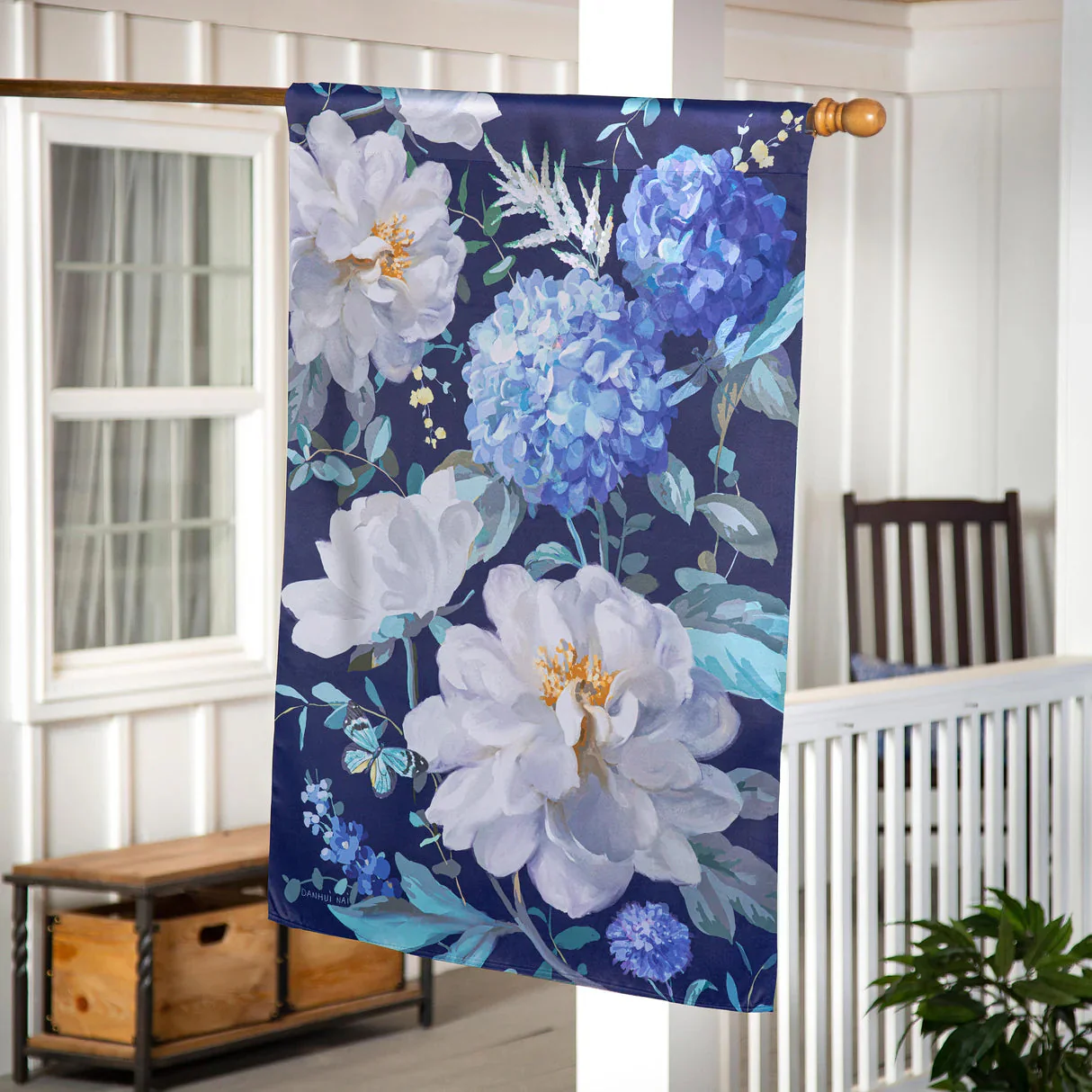 Evergreen Spring Morning Blooms Suede House Flag - Image 2