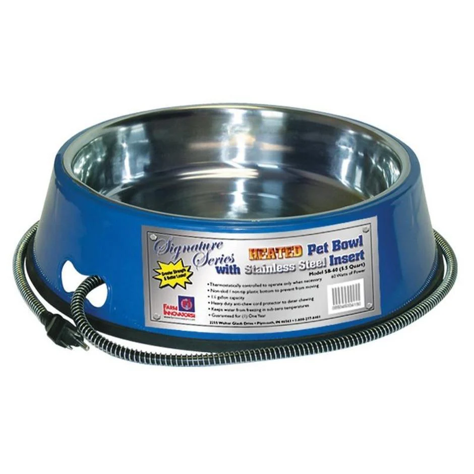 Farm Innovators Heated Pet Bowl with Stainless Steel Insert - Image 2