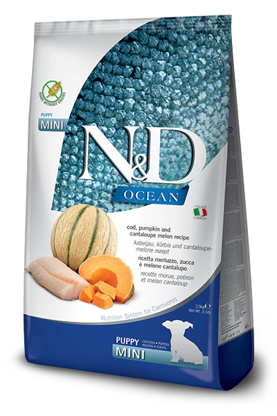 Farmina N&D Ocean Canine Cod, Pumpkin and Cantaloupe Melon Puppy Mini Dry Dog Food