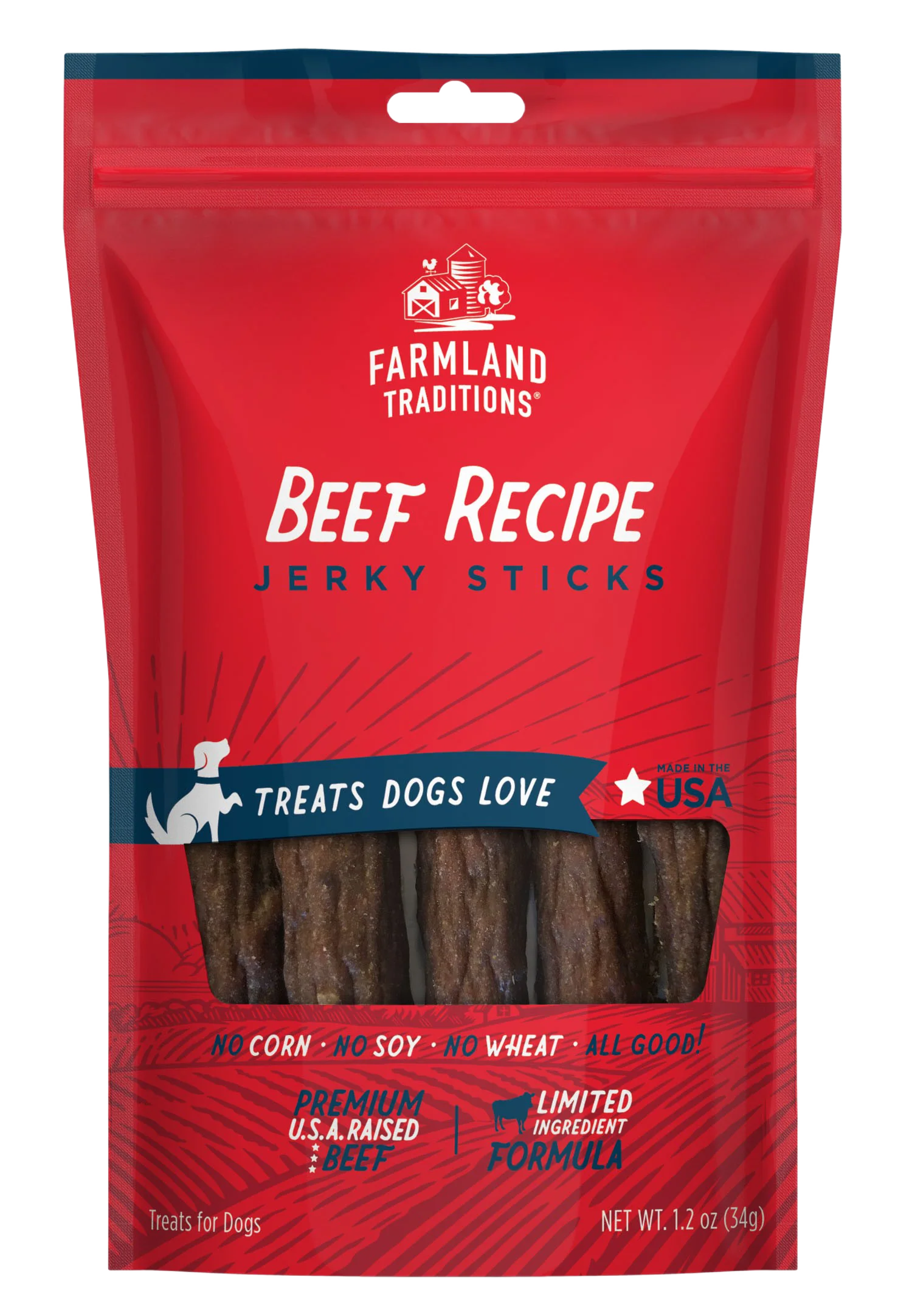 Farmland Traditions Beef Recipe Jerky Sticks Dog Treats