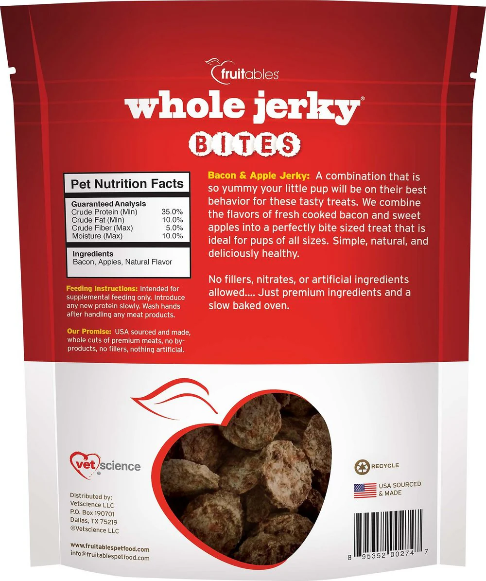 Fruitables Whole Jerky Bites Bacon & Apple Dog Treats - Image 2