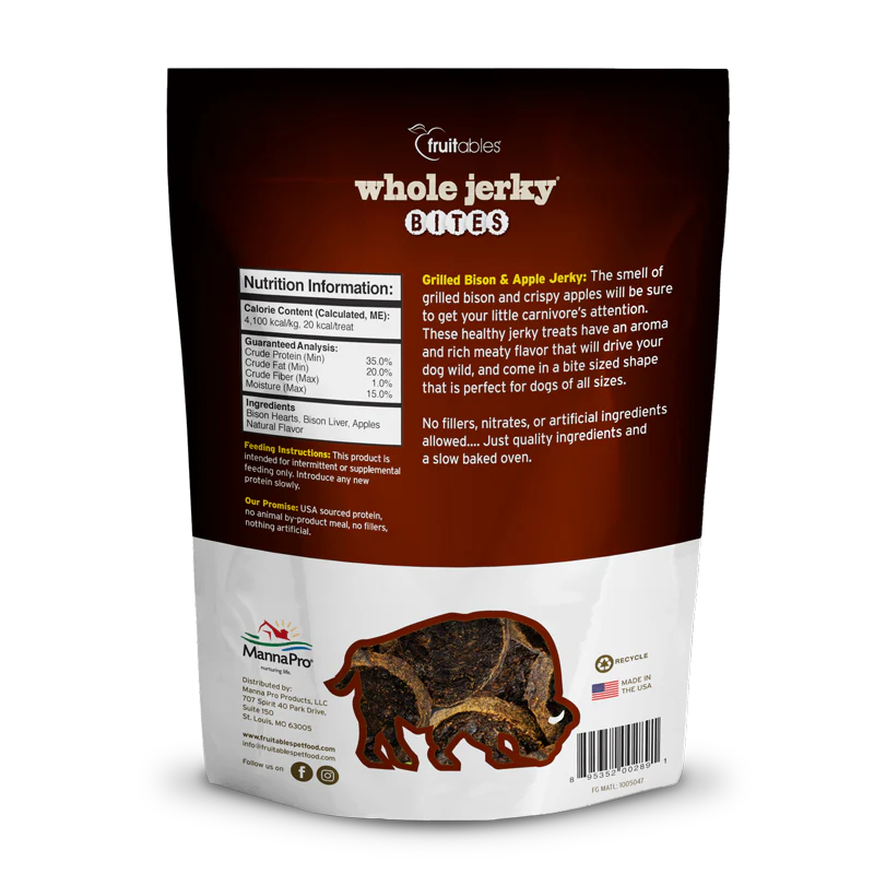 Fruitables Whole Jerky Bites Grilled Bison & Apple Dog Treats - Image 2