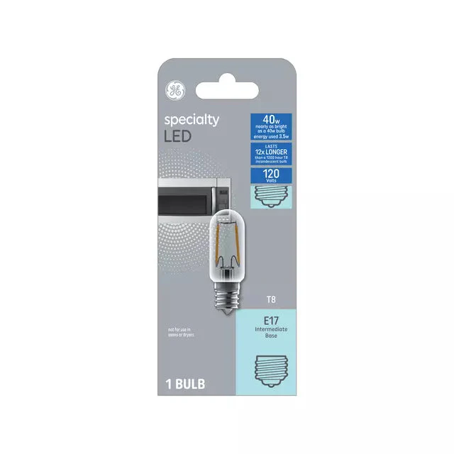 GE Lighting GE Specialty T8 LED Light Bulb, Appliance Microwave Bulb, 40 Watt Replacement, E17 Intermediate Base
