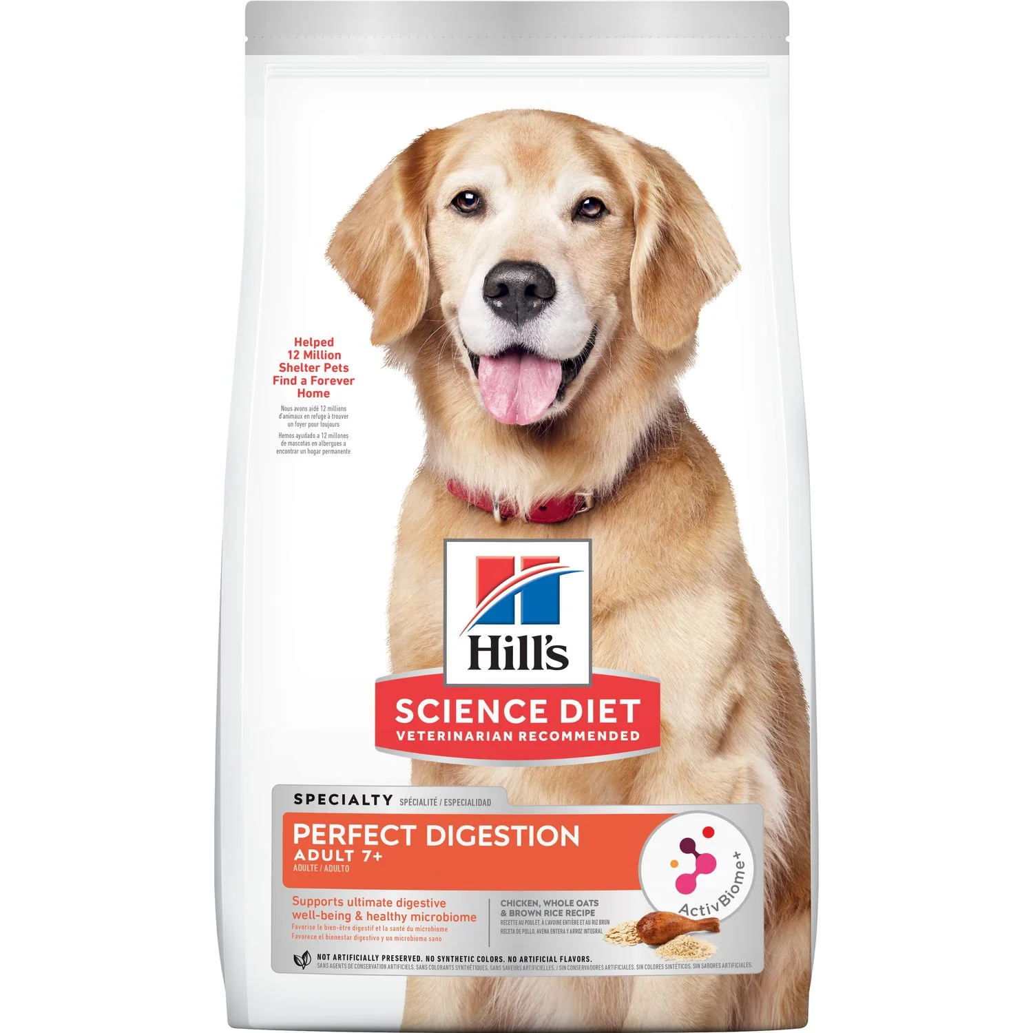 Hill's Science Diet Adult 7+ Perfect Digestion Chicken, Whole Oats & Brown Rice Recipe Dog Food