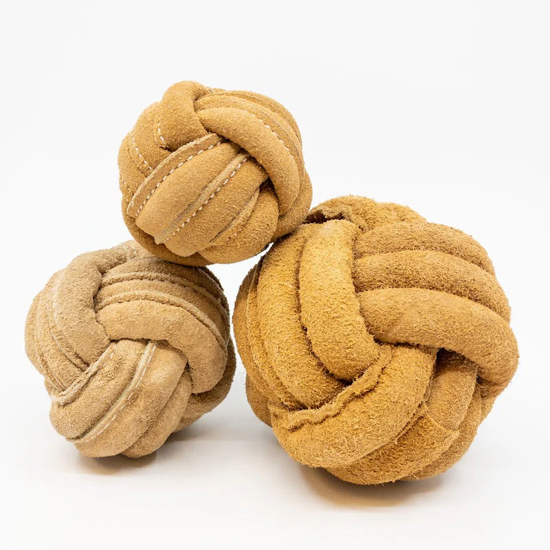 HuggleHounds Huggle-Hide® Natural Leather Ball Dog Toy - Image 2