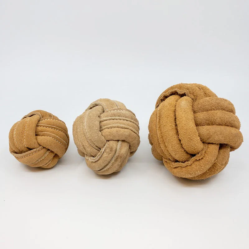 HuggleHounds Huggle-Hide® Natural Leather Ball Dog Toy - Image 3