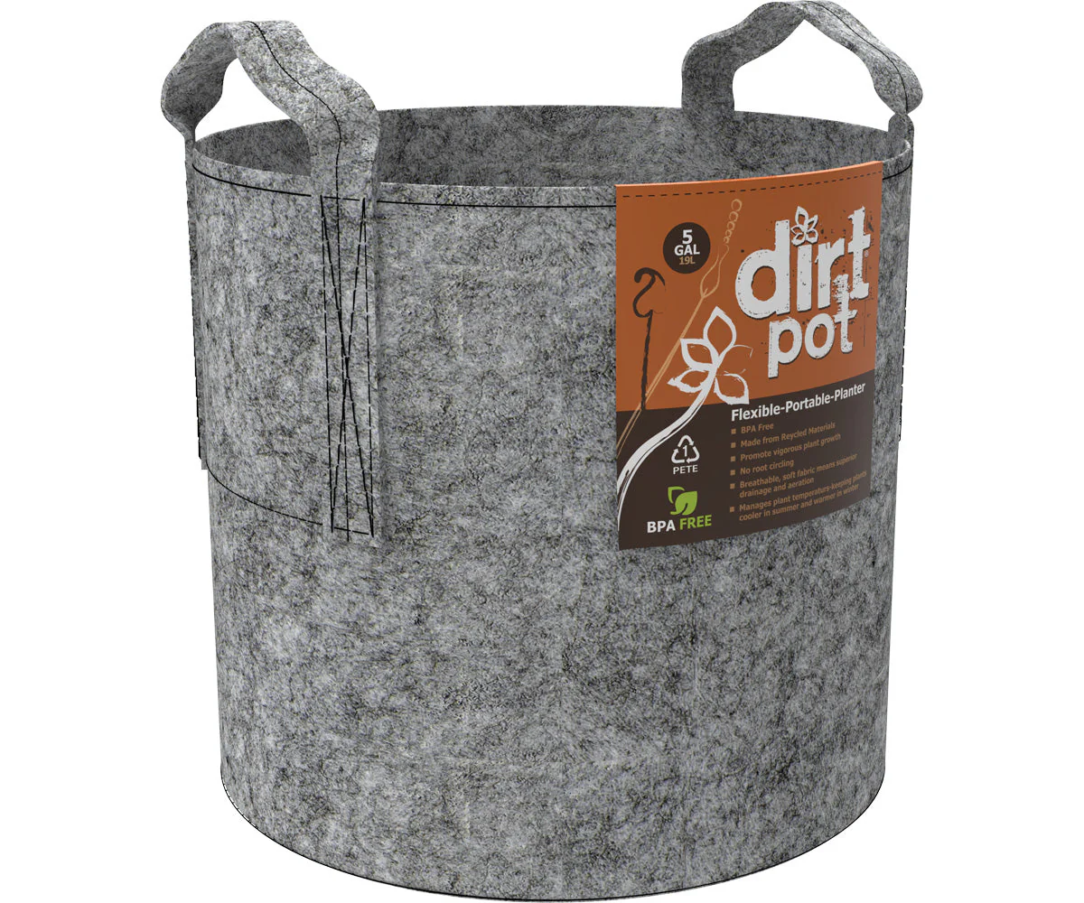 Hydrofarm Dirt Pot Flexible Portable Planter Grey with Handles - Image 2