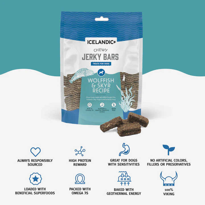 Icelandic+™ Chewy Jerky Bars Wolffish, Skyr, & Kelp Recipe Dog Treats - Image 3