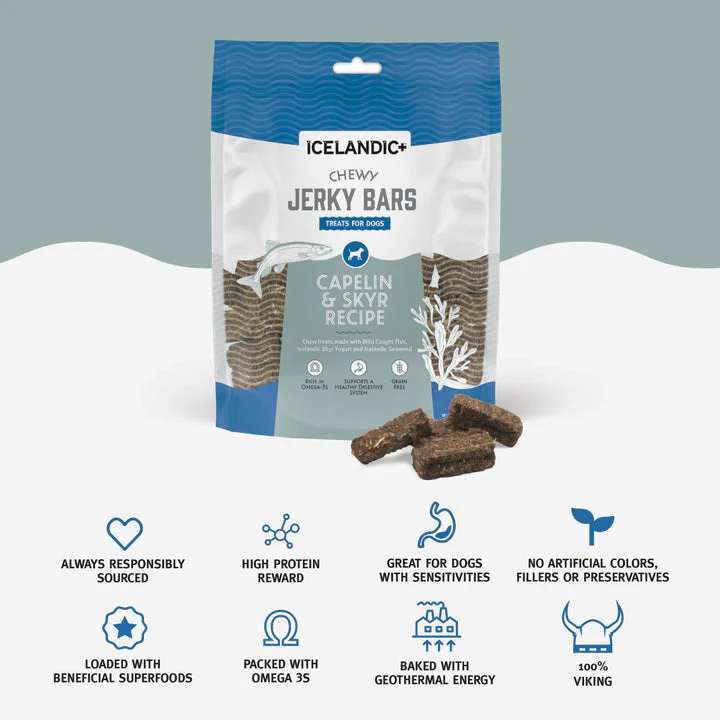 Icelandic+™ Chewy Jerky Bars Capelin & Skyr Jerky Recipe Dog Treat - Image 3