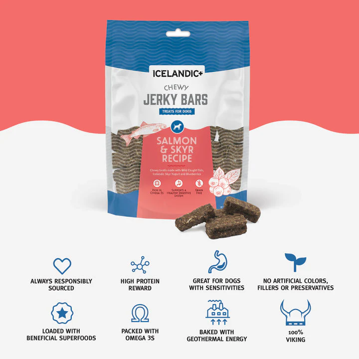 Icelandic+™ Chewy Jerky Bars Salmon, Skyr, & Blueberries Recipe Dog Treats - Image 3