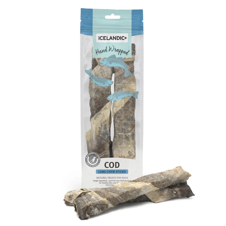 Icelandic+ Hand Wrapped Cod Skin Long Chew Stick Dog Treats - Image 2