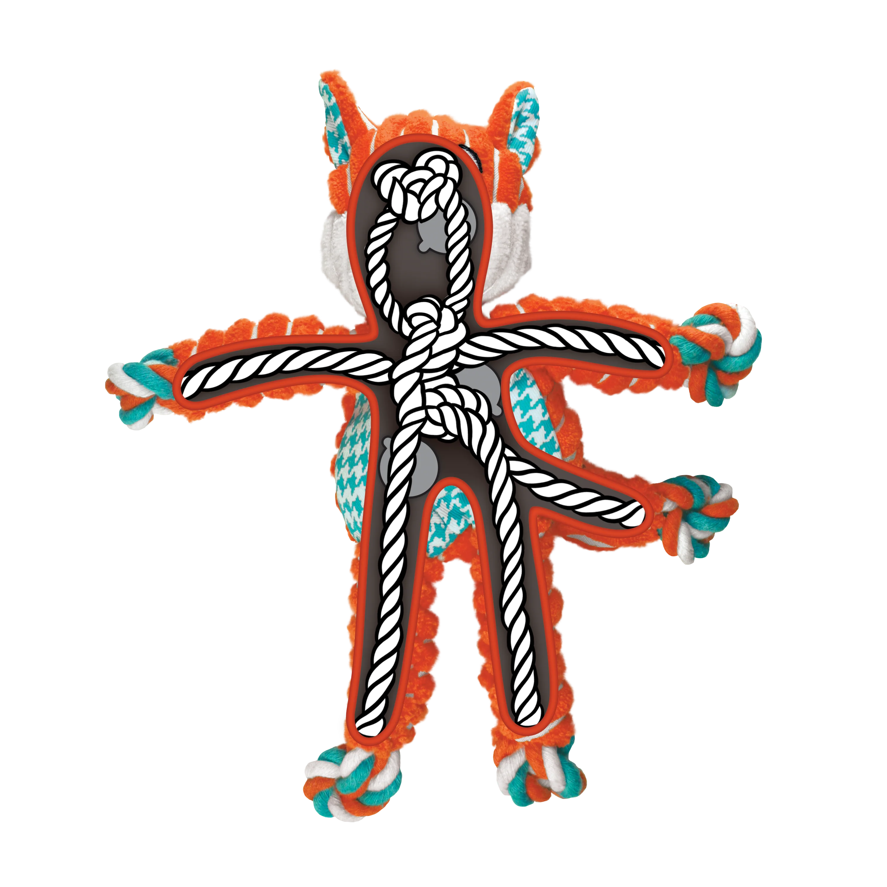 KONG Floppy Knots Fox Dog Toy - Image 4
