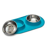 Messy Mutts Double Silicone Dog Feeder with Stainless Bowls - Image 3