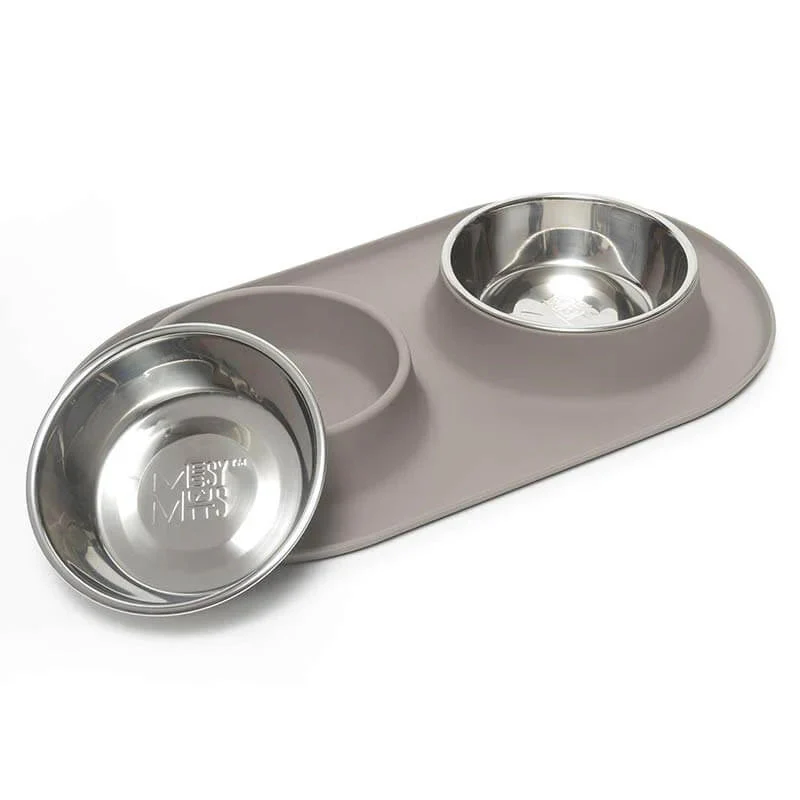 Messy Mutts Double Silicone Dog Feeder with Stainless Bowls - Image 6