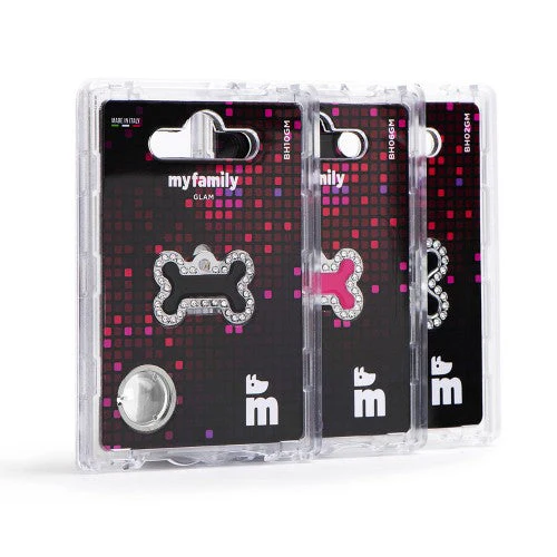 MyFamily Glam Small Black Bone Strass ID Tag - Image 3