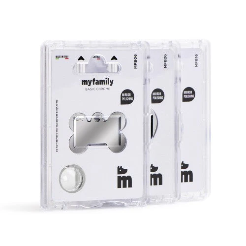 MyFamily ID Tag Basic Collection Small Bone in Chrome Plated Brass - Image 3