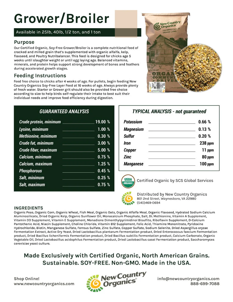 New Country Organics Certified Organic Soy-Free Grower/Broiler Feed - Image 2