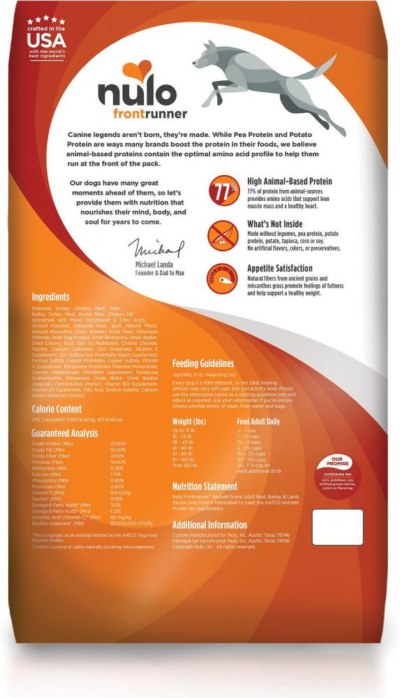 Nulo Frontrunner Turkey, Trout & Spelt Adult Dry Dog Food - Image 2