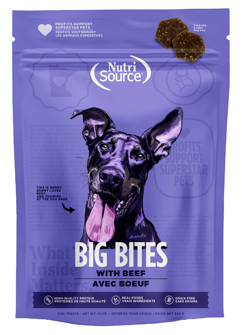 NutriSource Beef Big Bites High-Quality Protein Dog Treats