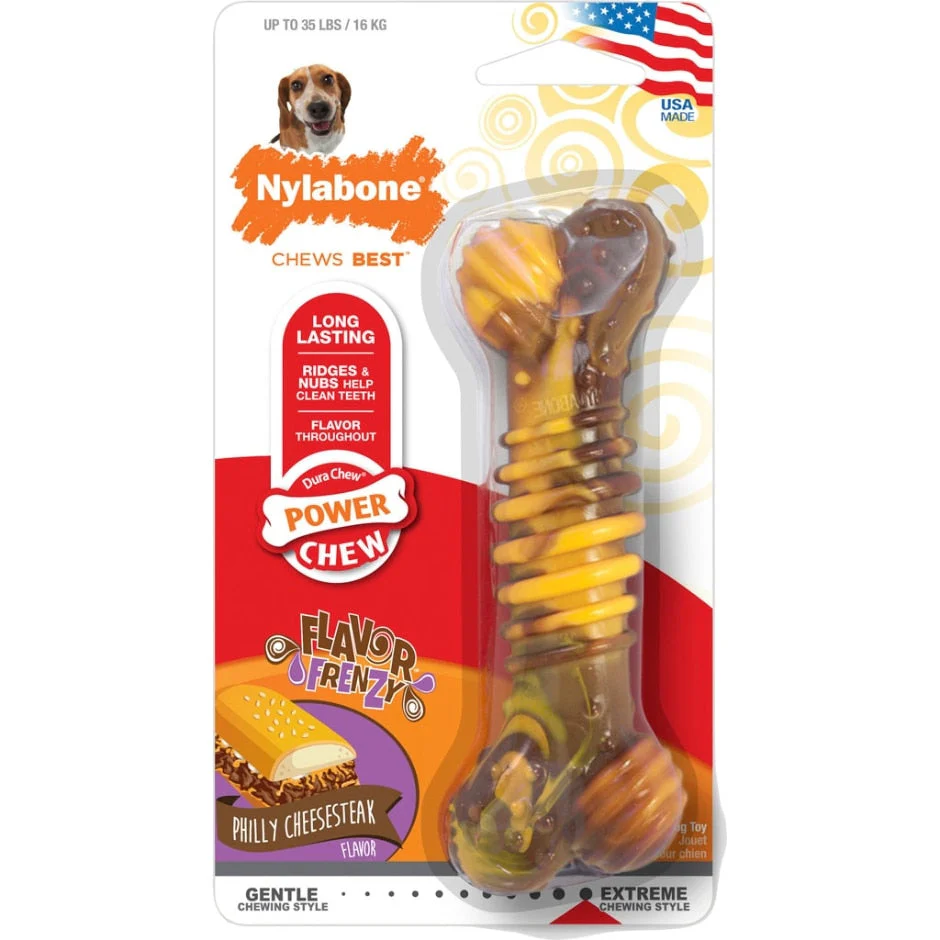 Nylabone Flavor Frenzy Power Chew Philly Cheesesteak Dog Toy - Image 3