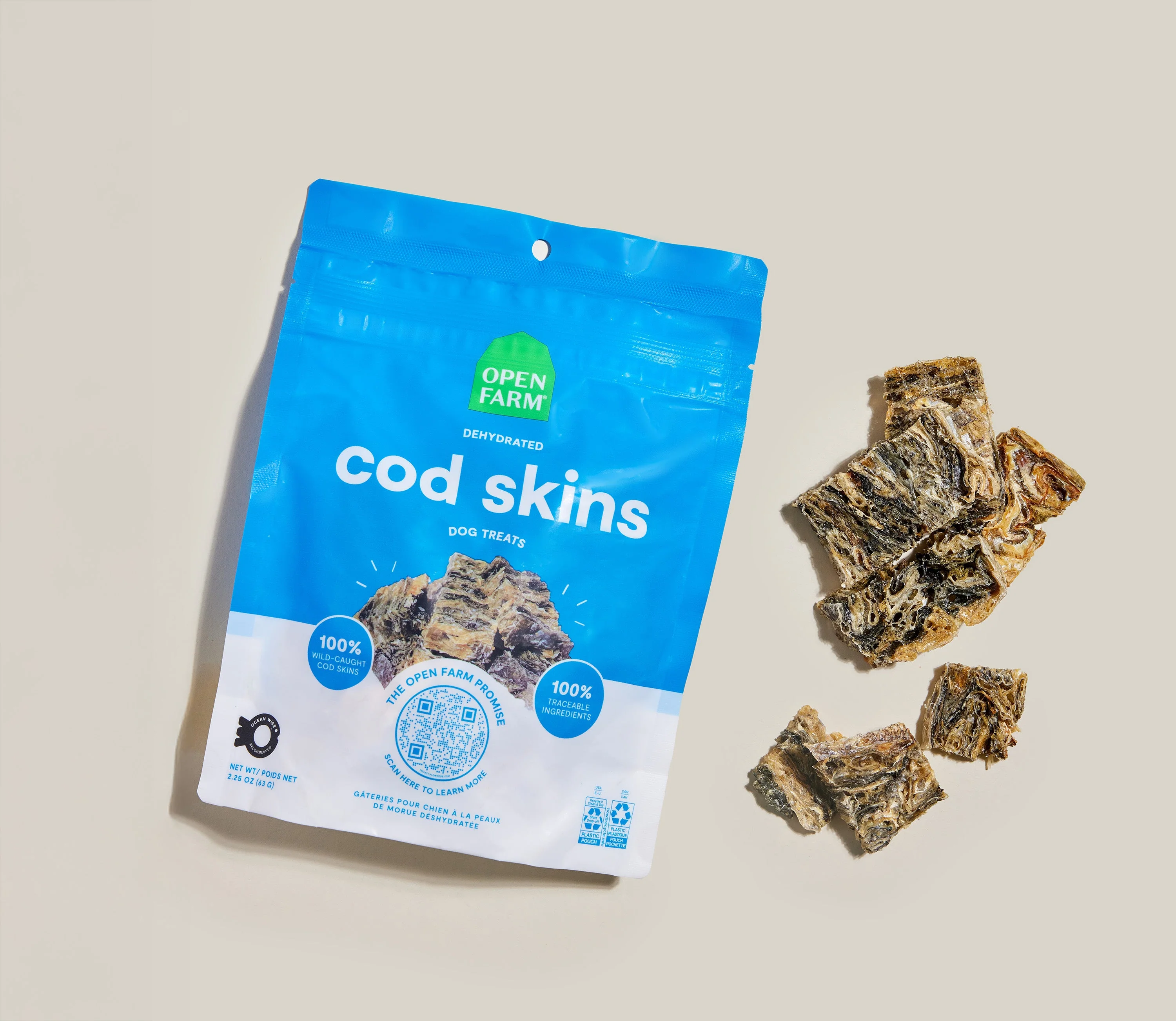 Open Farm Dehydrated Cod Skins Dog Treats - Image 2