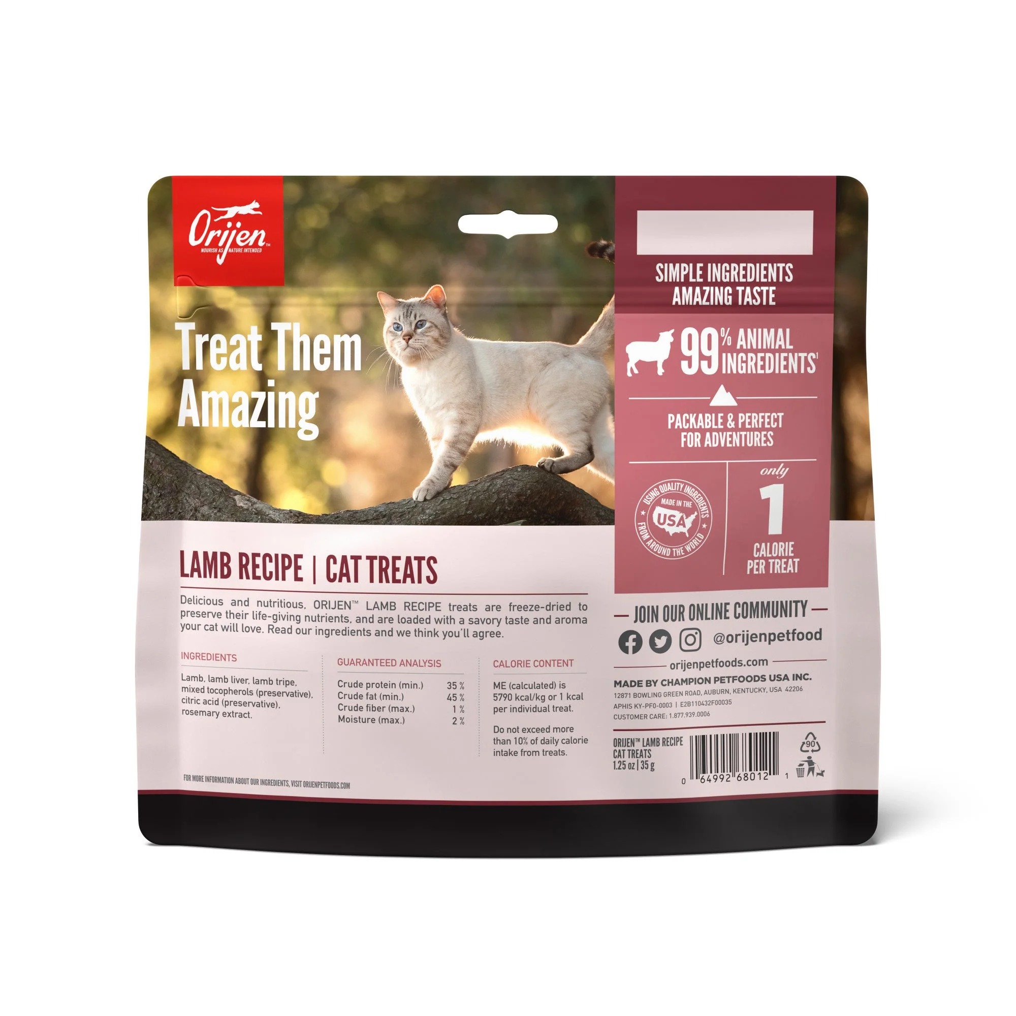 ORIJEN Grass-Fed Lamb Formula Freeze-Dried Cat Treats - Image 2