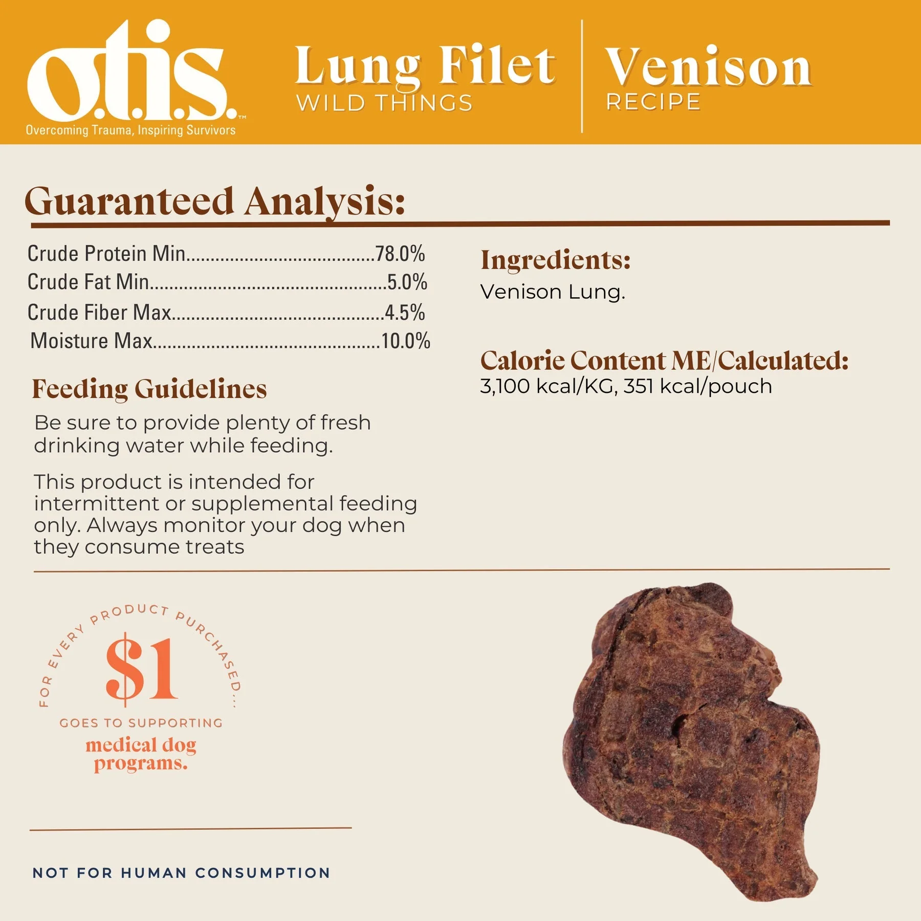 Otis Wild Things Venison Lung Filets Dog Treats - Image 3