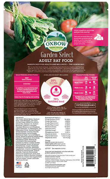 Oxbow Garden Select Adult Rat Food