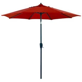 Patio Market Umbrella, Steel Frame, Red Polyester, 9-Ft.