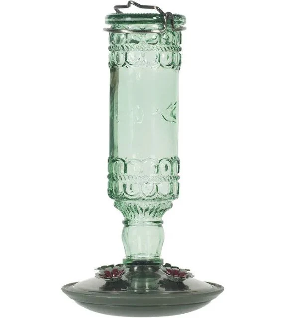 Perky-Pet® Green Antique Glass Bottle Hummingbird Feeder - 10 Oz Nectar Capacity - Image 2