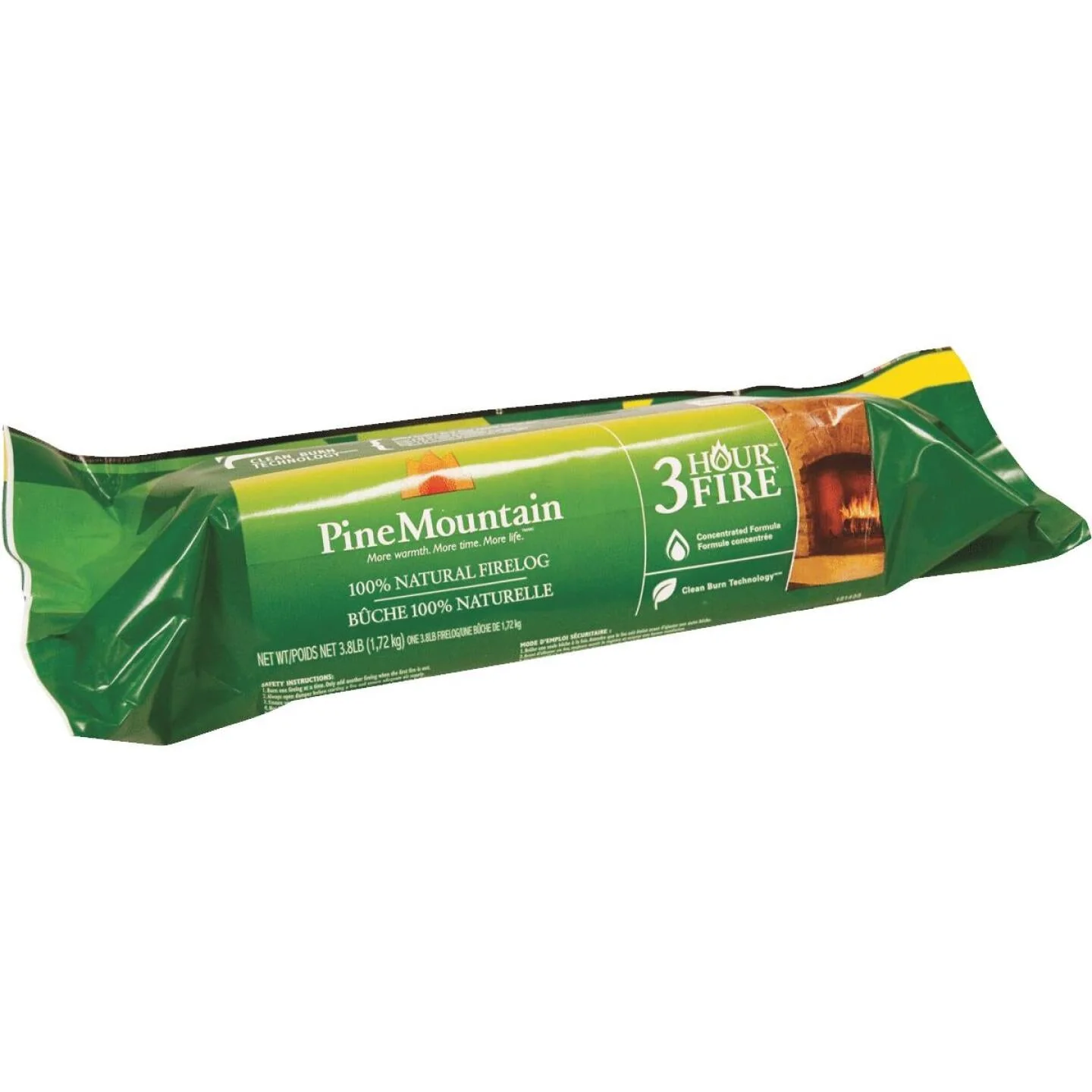 Pine Mountain Traditional 3-Hour Firelogs, Easy Starter Logs, 10.5" x 3", 1 Pack Long Burning Firelog for Fireplace, Campfire, Fire Pit, Indoor & Outdoor Use