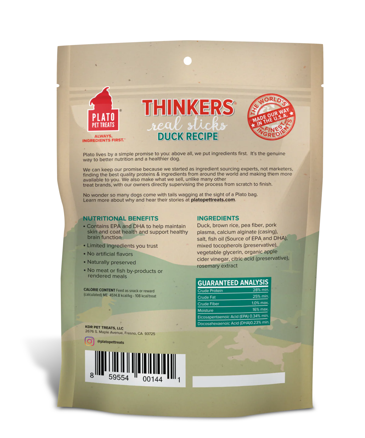 Plato Thinkers Duck Meat Stick Dog Treats - Image 2