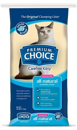 Premium Choice Carefree Kitty Unscented Solid Scoop Clumping All Natural Cat Litter