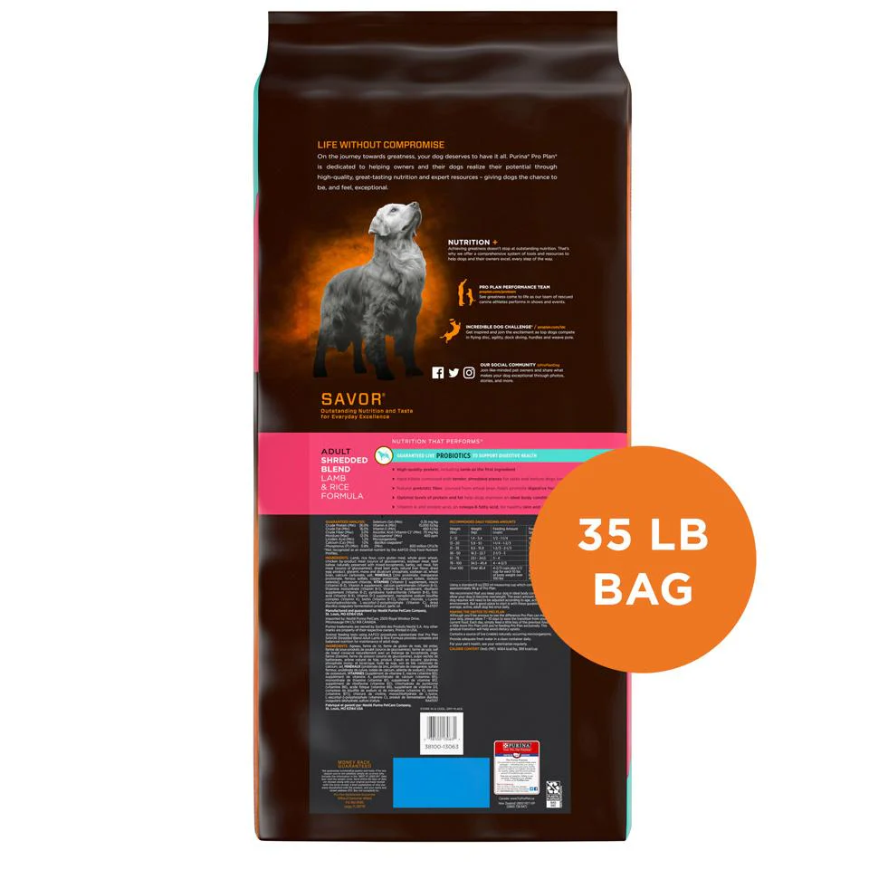 Purina Pro Plan Savor Adult Shredded Blend Lamb & Rice Formula Dry Dog Food - Image 2